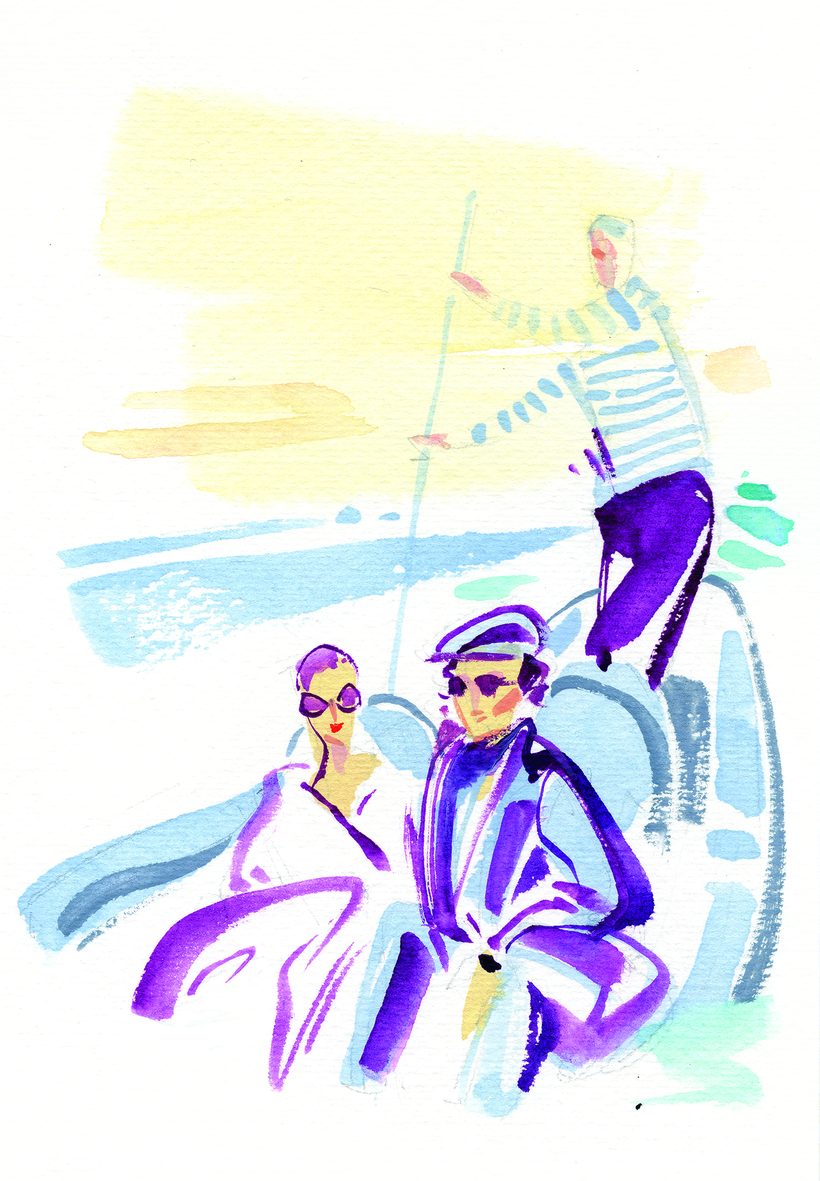 Doge in love, a watercolour illustration by Lihuà from the Daydreams collection.