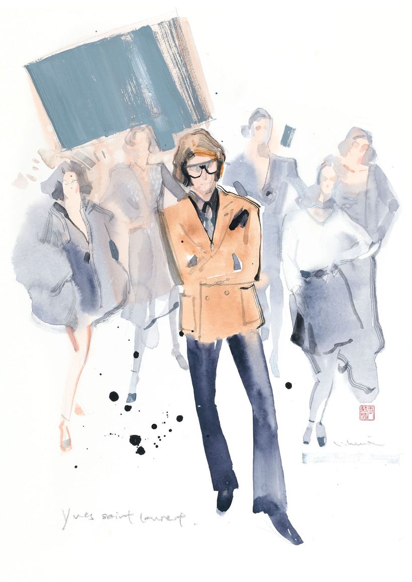 YSL, a watercolour fashion illustration from Lihuà's Strokes of Fashion series.